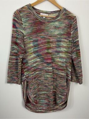Westport 1962 Open Knit Rainbow Sweater Top Womens Size Medium